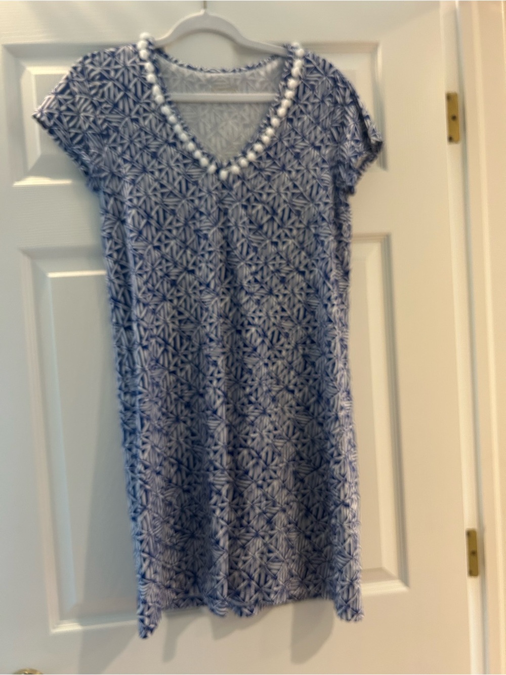 Lilly Pulitzer Navy and White V‑Neck Beaded Midi Dress